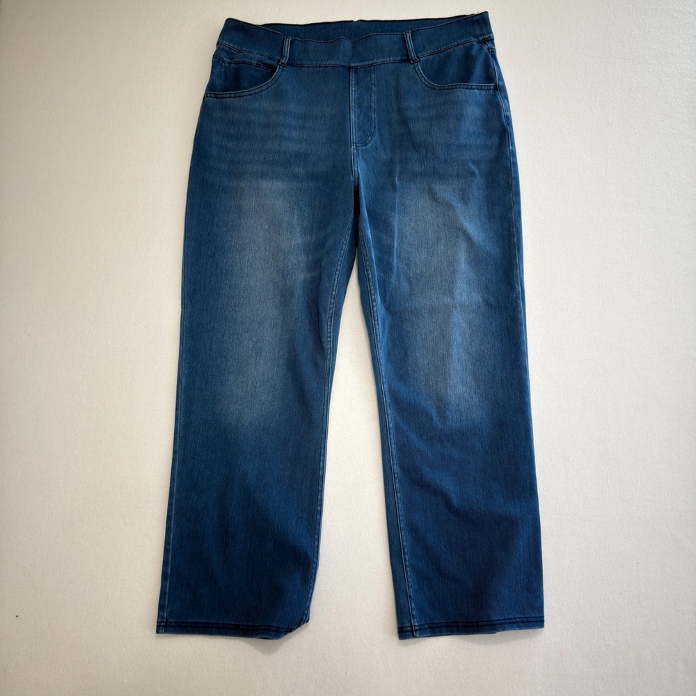 Halara Jeans XL Blue Minimalist Coastal Chic Preppy Straight Leg Pull On